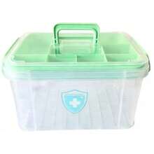 1pc Large Capacity Home Medicine Cabinet, 2-Layer Divided Medicine Cabinet, Portable Home First Aid Box, Moisture-Proof And Dust-Proof, With Carrying Handle, Suitable For Pill Boxes And Bottles, Applicable To Bedroom, Living Room, Dorm And Other Spaces, Multifunctional Storage Box For Arts, Crafts, Sewing, Tools, Medicines - Multicolor - View 7