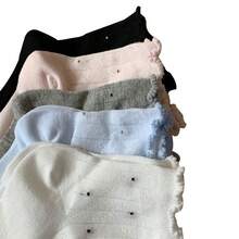 5 pares de calcetines cortos para mujer con pequeños lunares, malla hueca, ribete de volantes, unicolor, versátiles, casuales y transpirables, adecuados para primavera, verano y otoño - Multicolor - Ver 12