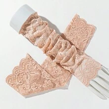 1 双复古提花镂空蕾丝袖套，四季皆宜，适合日常穿着、通勤、防晒、复古摄影、时尚配饰、旅行、节日、手套、派对等场合。 - 駝色-125 - 查看 3