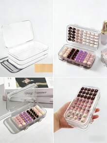 30/10/1pc Hộp trưng bày nghệ thuật móng tay đeo được phổ biến cho tiệm nail di động, hộp lưu trữ 3 lớp 3 nếp gấp trong suốt chống bụi, thiết kế nắp chống bụi di động, hộp lưu trữ phụ kiện trang điểm, hộp lưu trữ nghệ thuật móng tay đeo được khi đi du lịch. - hộp đựng dụng cụ làm móng - Xem 6