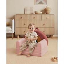 Blissful Diary - Sofá plegable para niños pequeños 2 en 1 cómoda silla y tumbona para leer sala de juegos sofá para niños y niñas regalo de cumpleaños color arcoíris - rubor arcoíris - Ver 7