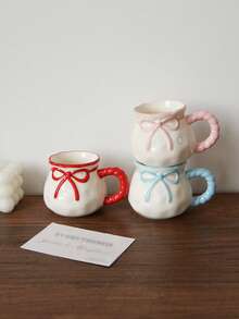 1pc 220ml Ceramic Cup With A Bow Design; Small-Capacity Coffee Cup With A Bow-Shaped Handle; Ideal For Af On Tea And Black Tea; Suitable For Use As An Espresso Cup In Restaurants And Cafes; Makes An Exquisite Gift - Multicolor - View 10