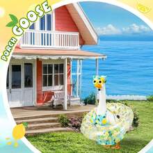 23-Inch Summer Decorative Goose Outfit Set, Including Fashionable Sunglasses, Swim Ring And Bikini, Suitable For Yard Garden Sculpture Decor (Lemon Color) - A - View 7