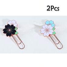 1/2/3pcs Creative Metal Bookmarks, Elegant Sakura Flower Bookmarks, Multicolor Floral Bookmarks, Study Stationery Reading Accessories Premium Metal Bookmark Set Featuring Sakura Motif With Colorful Enamel Accents For Journals, Planners, And Notebooks; Enhances Reading Focus And Organization; Ideal Gift For Book Lovers, Students, And Office Desk Decor; Durable, Stylish, And Timeless For Everyday Use - Multicolor - View 21