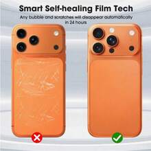 Película protectora de lente de material de unicolor, película posterior de PC mate ultra delgada aplicable para IP16 Pro Max/15Pro/14pro, se transforma instantáneamente a 17Pro/17 Pro Max, regalo del Día de la Madre - Naranja - Ver 6