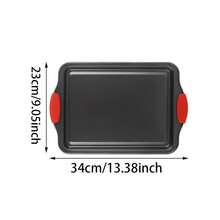 1/3 piezas Bandeja de hornear rectangular con asas de silicona roja, bandeja de horno de cocina antiadherente, molde de acero antiadherente, adecuado para uso en la cocina. Resistente al calor y fácil de limpiar, perfecto para hornear galletas, pasteles y pan - Multicolor - Ver 15