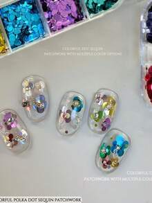 Decoraciones de arte de uñas con lentejuelas florales de 12 cuadrículas de colores mixtos, purpurina redonda colorida de verano adecuada para arte de uñas DIY, accesorios de arte de uñas 3D adecuados para uñas acrílicas, regalos de decoración de arte de uñas para fiestas de vacaciones de mujeres y niñas - Multicolor - Ver 8