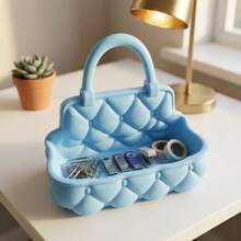 Vanity Storage Tray With Handle, Suitable For Jewelry, Cosmetics, Lipstick, Perfume And Office Supplies, Cute Desktop Countertop Storage Basket, Suitable For Vanity, Bathroom, Dressing Table And Office Desk - Multicolor - View 7