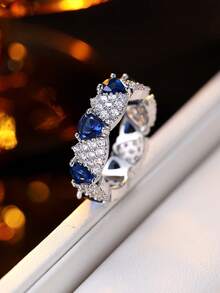 1 buah Cincin Minimalis Bermotif Gelombang dengan Hiasan Zirkonia, Elegan dan Sederhana untuk Pemakaian Sehari-hari - cincin - View 11