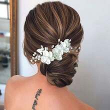 1 White Flower Handmade Rhinestone Gorgeous Bridal Hair Clip - White - View 4
