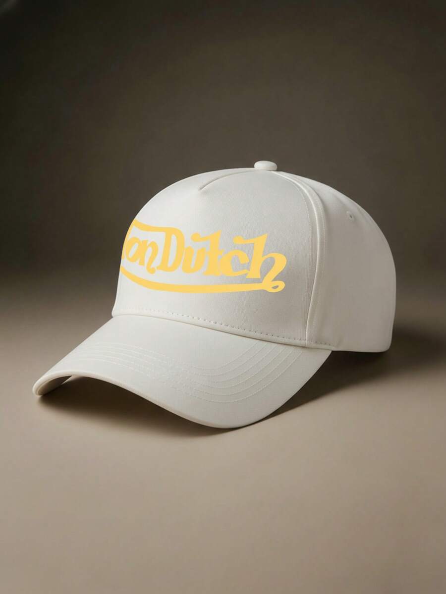 1pcs VonDutch Printed Baseball Cap, Classic Casual Retro Y2K Unisex Baseball Cap, Adjustable Size, Lightweight And Sun Protection, Suitable For Outdoor Sports, Daily Parties, And Vacations, The - 白色 - 查看 1