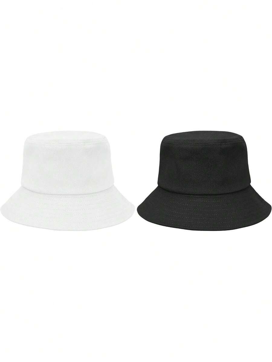 100% Cotton Bucket Hat For Women Men, Packable Sun Protection Beach Hat, Breathable Outdoor Cap,44748292 - 黑色 - 查看 1
