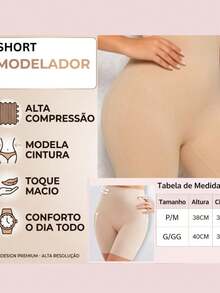 Second Skin Compression Shaping Shorts, High Waist, Seamless, Comfortable, Seamless, 2025 - Bộ 2 món - Đen + Be - Xem 3