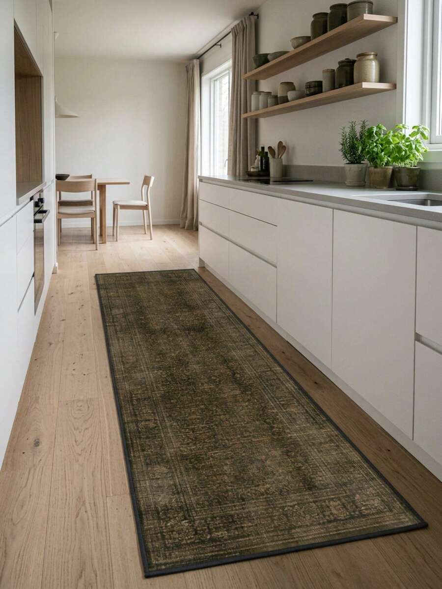 1pc Floor Mat/Rug (Rug, Carpet, Area Rug, Bath Mat, Bath Rug, Door Mat, Runners, Runner Rug), European Classic Bohemian - Classical Striped Floral - Long Striped Rug, Bathroom, Kitchen, Doorway, Entrance, Hallway, Bedside, Living Room, Bedroom, Etc.) + All-Season Soft Washable Rug, Home Decor - Multicolor - View 1