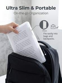 CHIGO 1/3pcs A4 Size File Box, Transparent Plastic With Buckle Seal Design, Suitable For Office & School, Portable File Folder, Desktop Stationery Protective Box, File Storage Box, Certificate Storage Box, High Capacity Paper Storage Box, A4 File Box, Buckle Seal File Box, Portable File Folder Box - Transparent - View 9