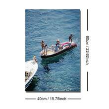 1 Peça Pôster de Fotografia em Tela da Paisagem Costeira de Porto Ercole no Verão, com ou sem Moldura, Arte de Parede de Paisagem de Viagem Itália, Iate, Oceano, Decoração Estética de Casa de Praia, para Apartamento, Sala de Estar, Quarto, Decoração Moderna de Casa - 485 - A - Visão 12
