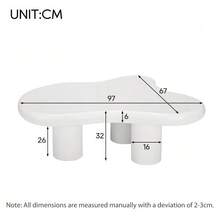 Irregular Cloud-Shaped Coffee Table, 97 Cm Long, 67 Cm Wide, 32 Cm High, MDF With Felt Pads, Lacquered Surface, Creative Coffee Table - White - View 6