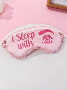 1pc Polyester Digital Printed Eye Mask With Eye Element, Soft & Skin-Friendly, Suitable For Women To Wear During Rest - Pink - View 5