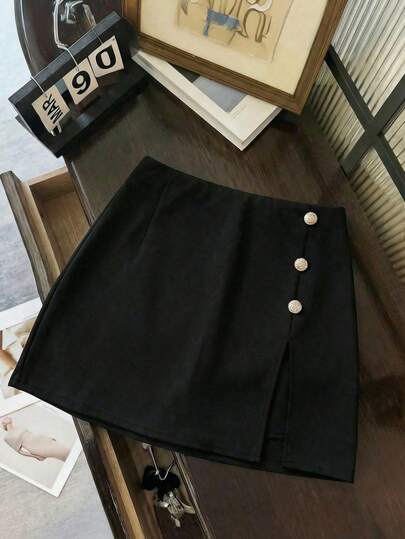 EARO Women's Casual Black Straight Leg Non-Stretch Fabric Pants, Fashionable Versatile Elegant Summer