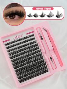 Bộ 144 dụng cụ uốn mi hình chữ D, kích thước 9-16mm, bao gồm dụng cụ uốn mi, keo và chất làm kín - Bộ dụng cụ uốn mi cán dài, mỏng, rộng, dùng cho mi giả. - màu đen - Xem 2