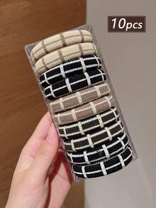 10个装时尚格子加厚弹力发圈，适合日常休闲运动扎马尾辫、丸子头，经久耐用且不伤发，四季皆宜，是送给女朋友的绝佳礼物，也适合日常通勤、约会、减龄等场合，是海滩度假、办公室、约会、节日、派对等场合的百搭配饰。 - 多色 - 查看 9