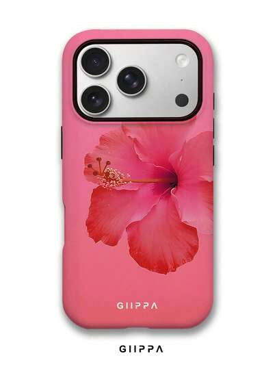 GIIPPA 1pc Pink Base With Red Hibiscus Shaped Phone 17 Pro Max Case, Suitable For Phone 16 Pro Max, 15 Pro Max, 14 Pro Max, Korean Stylish & Interesting Phone Case, Compatible With 11/12/13/14/15/17 Pro Max Plus, Elegant Design For Both Men And Women, Ideal Gift For Christmas, Valentine's Day, Easter, Wedding Season And Birthday For Girlfriend