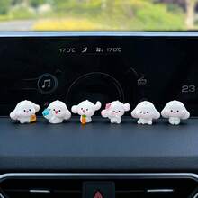 6 piezas Lindas figuritas de conejo de orejas largas con canasta de flores de primavera, accesorios de decoración miniatura para casa de muñecas DIY, decoración interior de automóvil - conejo de orejas largas - Ver 1