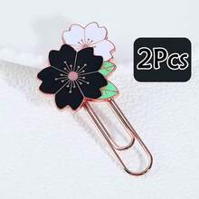 1Pc/2/3Pcs Creative Metal Bookmarks, Exquisite Cherry Blossom Book Clips, Multicolor Flower Bookmarks, Aesthetic Cute Sakura Page Markers, Learning Stationery, Reading Aid For Book Lovers, Students, Women Girls, Teacher Appreciation Gift - Multicolor - View 22