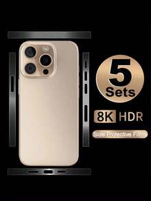 5組側邊水凝膠膜，相容 iPhone 17/17E/16E/16/15/14/13/12/11/17 Pro Max/16 Pro Max/17 Pro/15 Pro/Plus，HD透明防刮邊框保護膜螢幕保護貼 - 無色 - 查看 10