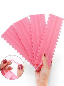 1 Set/4pcs Plastic Cake Contour Scraper, Cake Cream Serrated Scraper, Double-Sided Cream Shaping Scraper, Asymmetrical Serrated Edge Cream Scraper, Pastry Cutting Tool, Cake Slicer, Dough Scraper, Cake Scraper And Cream Smoothing Tool - View 5