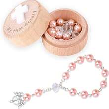 Juego de 20 piezas de recuerdos de , caja de recuerdos de y pulsera de cuentas de rosa con alas de ángel, juego de regalo de joyería de primera comunión católica y , adecuado para baby shower - A - Ver 10