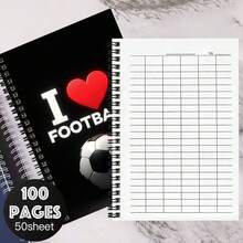A5 Football Themed Versatile Grid Notebook, Suitable For Work, Study And School Scenarios, Can Be Used For Attendance, Company Finance Accounting, General Accounting Registration Notes, Also For Time Tracking, Inventory Management, Business Meeting Records And Other Diverse Recording Needs. 100 Pages, 50 Sheets. - Horizontal - View 4