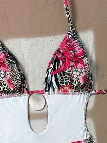 Bộ đồ bơi liền thân gợi cảm, dây mảnh, hở lưng, khoét sâu, họa tiết hoa, mặt dây chuyền tròn, dành cho nữ, kiểu dáng mới năm 2026, thích hợp cho kỳ nghỉ hè ở bãi biển. - Nhiều màu - Xem 7