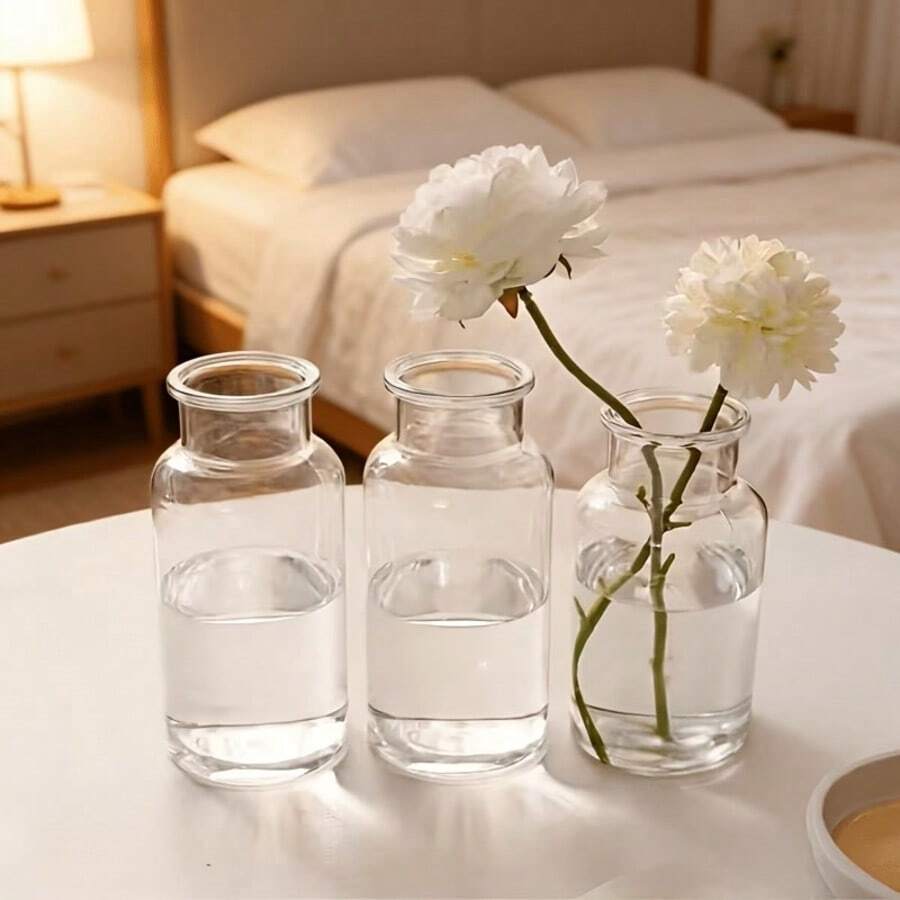 Bộ 6 bình hoa nhỏ bằng nhựa trong suốt hiện đại, thích hợp trang trí bàn tiệc cưới, nhà hàng và bệ cửa sổ, chống vỡ, đa năng dùng làm quà tặng Giáng sinh, Ngày lễ tình nhân, sinh nhật, tốt nghiệp, tựu trường và năm mới. - A - Xem 1
