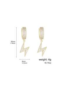 2pcs Men's Personalized Full Zirconia Lightning Earrings, Halloween Outfit Layered Ear Jewelry, Autumn Daily Commute Jewelry - Ear Studs - View 7