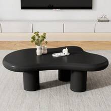 Irregular Cloud-Shaped Coffee Table, 97 Cm Long, 67 Cm Wide, 32 Cm High, MDF With Felt Pads, Lacquered Surface, Creative Coffee Table - 黑色 - 查看 9