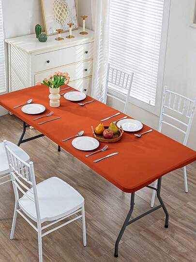 TIANWOWO 1pc Solid Color Elastic Table Cover, Suitable For Picnic And Gathering, Square Table Cloth