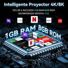 Proyector de tendenciaa de alta definición 1080P con pantalla compartida para Android y iPhonee - Blanco - Ver 2