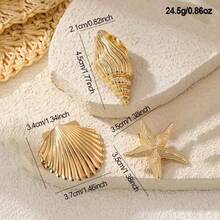 Shell Starfish Conch Hair Clips, Ocean Holiday Style Hair Accessories, Side Clip Forehead Bangs Clip, Flat Claw Clip, Hair Slide, Hair Claws, School Stuff - Nhiều màu - Xem 3