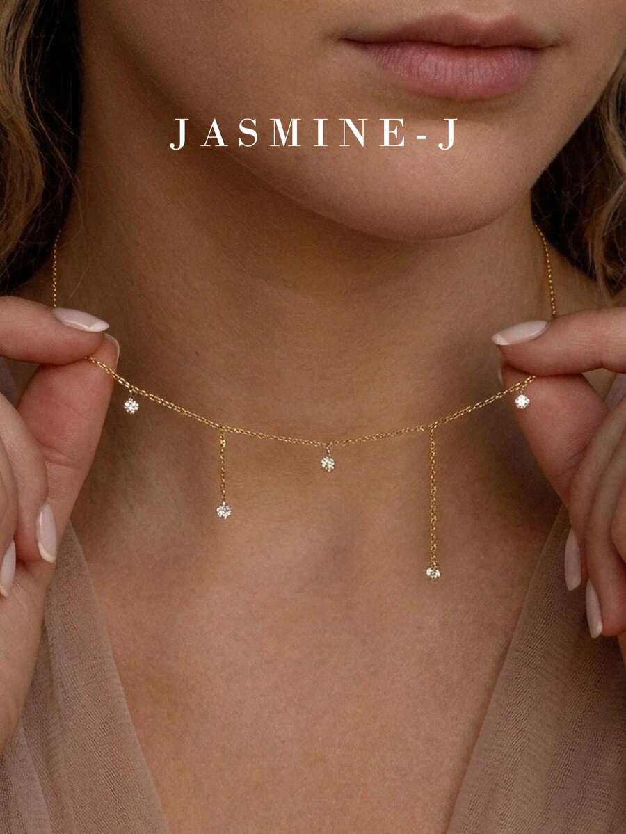 1 Mặt dây chuyền tua rua bằng bạc Sterling S925 đính đá Zirconia, dây chuyền vàng, dây chuyền tua rua, thiết kế tối giản và đa năng, thanh lịch và phù hợp với trang phục thường ngày, dây chuyền nữ, thích hợp cho đeo hàng ngày/dự tiệc. - Nhiều màu - Xem 1