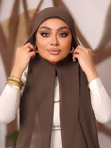 1pc 3 In 1 Instant Chiffon Hijab With Built-In Magnets And Undercap/All-In-One Instant Hijab--No Pins, Slip-Free Fit, Easy Wear In Seconds. - Built-in Magnetic Hijab - View 10