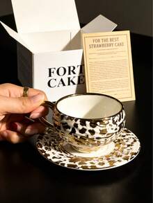 6pcs/Set Luxury Gold Leopard Print Coffee Cups, Espresso Cups And Saucers Set, Suitable For Hotel, Restaurant, Home, Cafe, Afternoon Tea, Coffee Drinking, Floral Tea, Personalized Gift, Housewarming, Kitchen, Party, Birthday, Wedding, Mother's Day, Father's Day - Multicolor - View 9