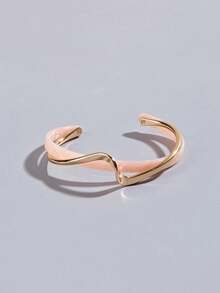 1pc Women Fashion Wave Bangle, Stainless Steel & Resin Material, Gift For Birthday Party Or Holiday Wear - 白色 - 查看 9