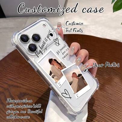 1pc Customizable 4-Corner Anti-Drop Phone Case/Custom Photo Printing DIY Phone Case, High-Definition UV Printing, Compatible With Iphone 11/12/13/14/15/16/Pro Max, A13/A14/A15/A53/A55/A54/A55, S23/S23 Ultra/S24 Ultra/S24, Galaxy, Honor