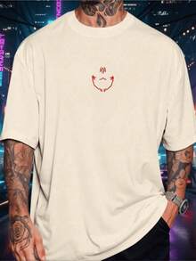 Men's T-Shirt, Anime Otaku Design, Sukuna Protagonist, Curse, Short Sleeve, Crew Neck, Premium Blouse - 米色 - 查看 2