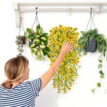 1PC Artificial Hanging Flowers Set Of 2 Colorful Fake Eucalyptus Simulation Floral Swags For Home Wedding Party Decor - Yellow - View 8