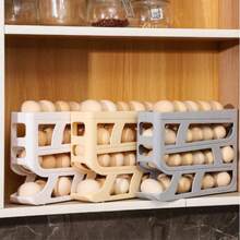 3-Layer Slide Out Egg Organizer - Automatic Rolling Egg Holder, Unbreakable & Washable Plastic Dispenser, Stackable Fridge & Countertop Accessory, Space-Saver Egg Storage Rack - Multicolor - View 8