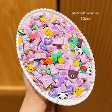 50 pièces Assortiment de pinces à cheveux mignonnes et cartoonesques, accessoires de cheveux de style doux convenant à un usage quotidien - Multicolore - Voir 10