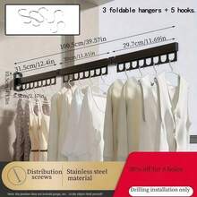 1 pieza Tendedero plegable, adecuado para apartamentos pequeños; un dispositivo de secado retráctil invisible para el balcón; percha para ropa, tendedero; barra de secado retráctil; tendedero sin taladro; y una herramienta perfecta diseñada específicamente para secar ropa de cama; solución de secado compacta; equipo de lavandería que ahorra espacio; diseño retráctil; tendedero elegante; marco de metal duradero; tendedero de alta calidad; estante montado en la pared; tendedero retráctil; residentes urbanos; vida en espacios pequeños; tendedero - Negro - Ver 12