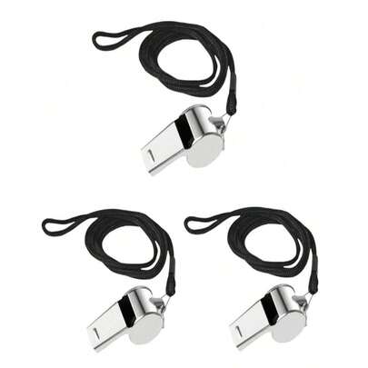 1/3/5pcs Stainless Steel Whistle With Lanyard, Loud & Clear Sound, Suitable For Coaches, Referees And Staff
